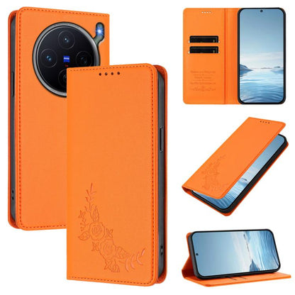 Peony Embossed Magnetic RFID Vegan Leather Phone Case, For vivo Y50 / Y50s / Y50e 5G, For vivo X300s 5G