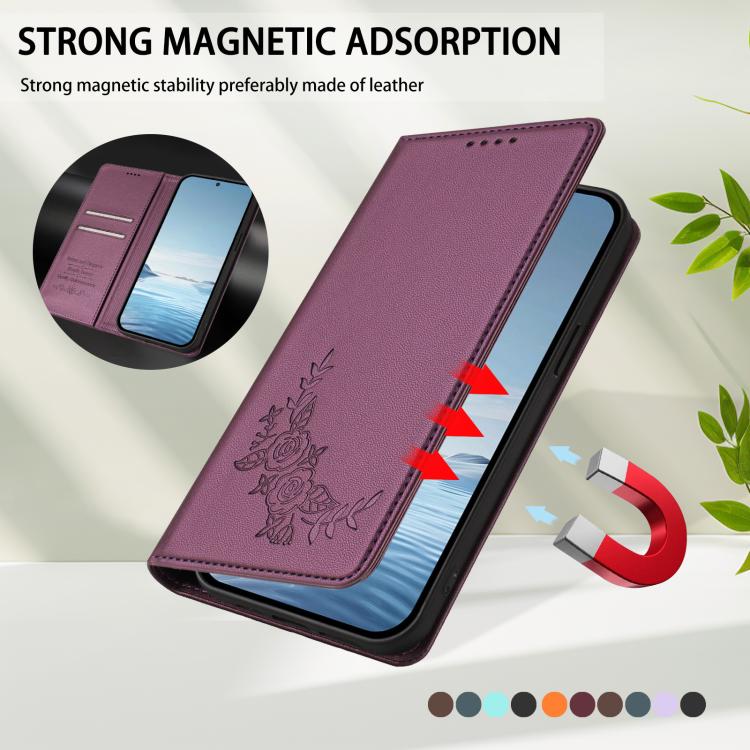 Peony Embossed Magnetic RFID Vegan Leather Phone Case, For vivo S50 Pro mini / X300 FE 5G Russia, For vivo Y27 4G / 5G 2023 Global