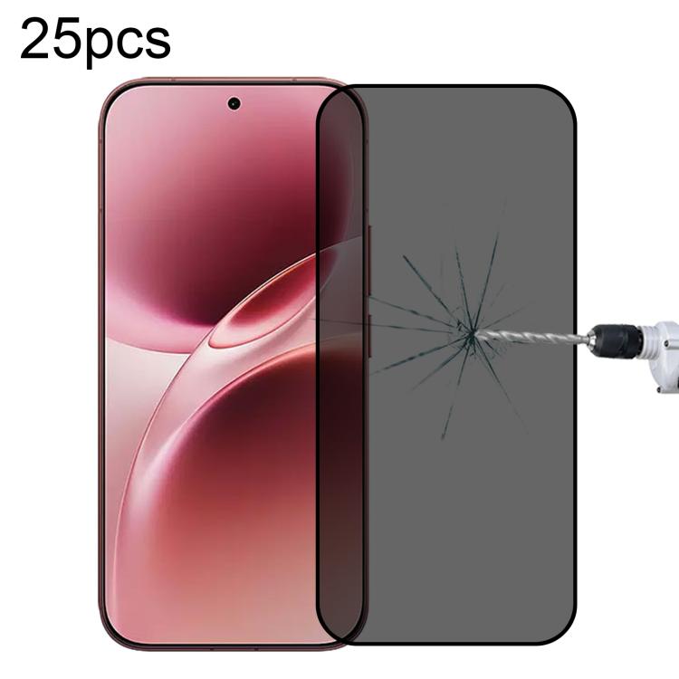 25pcs Full Cover Anti-peeping Tempered Glass Film,  Support Fingerprint Unlocking, For vivo S60 5G, For vivo S60 Vitality 5G, For vivo Y600 Turbo 5G, For vivo X300 FE 5G Russia, For vivo iQOO 15T 5G, For vivo X300s, For vivo V70