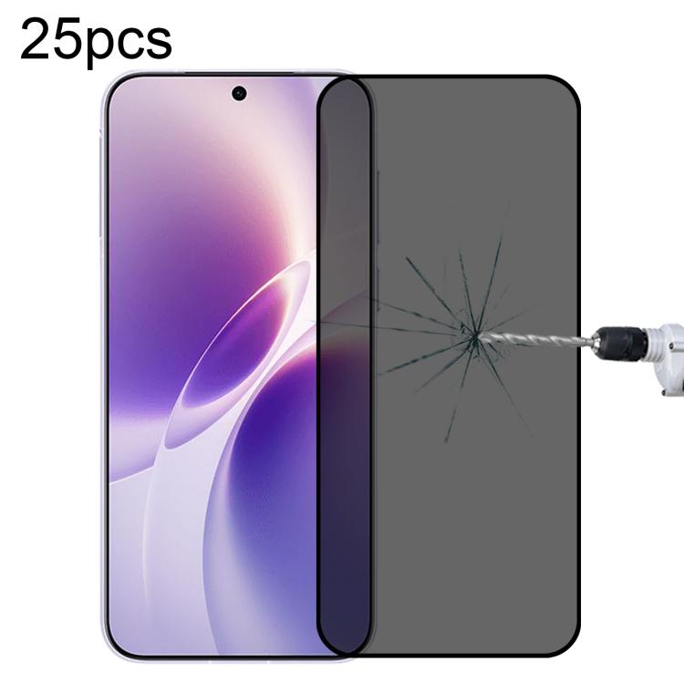 25pcs Full Cover Anti-peeping Tempered Glass Film,  Support Fingerprint Unlocking, For vivo S60 5G, For vivo S60 Vitality 5G, For vivo Y600 Turbo 5G, For vivo X300 FE 5G Russia, For vivo iQOO 15T 5G, For vivo X300s, For vivo V70