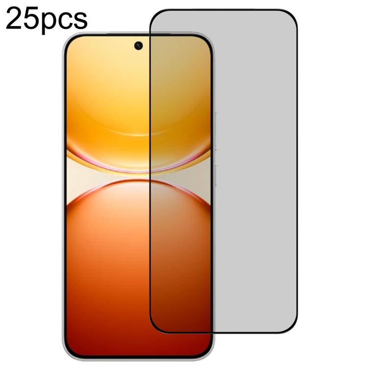 25pcs Full Cover Anti-peeping Tempered Glass Film,  Support Fingerprint Unlocking, For vivo S60 5G, For vivo S60 Vitality 5G, For vivo Y600 Turbo 5G, For vivo X300 FE 5G Russia, For vivo iQOO 15T 5G, For vivo X300s, For vivo V70