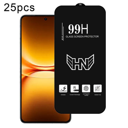 25pcs 0.18mm High Aluminum Large Arc Full Screen Tempered Glass Film, Support Fingerprint Unlocking, For vivo S60 5G, For vivo S60 Vitality 5G, For vivo Y600 Turbo 5G, For vivo X300 FE 5G Russia, For vivo iQOO 15T 5G
