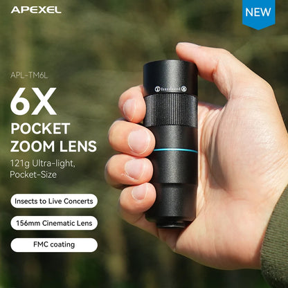 [New] Apexel 6x Close Focus 156mm Telephoto Lens for Mobile Phone [2026] (APL-TM6L)