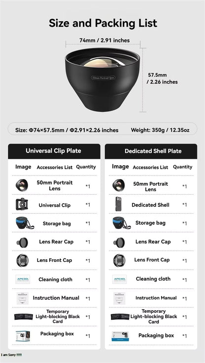 [New] Apexel 50mm Portrait Lens for Smartphones [2026]