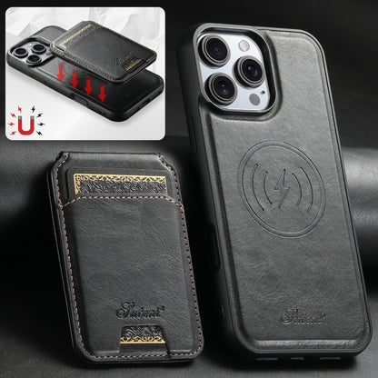 Suteni H15 MagSafe Oil Eax Leather Detachable Wallet Back Phone Case, For iPhone 16, For iPhone 15 Pro Max, For iPhone 15 Pro, For iPhone 15 Plus Apple Accessories engsut4423 iPhone 16 - Suteni - Mobile Lens - Mobile Camera Lens - Cellphone Accessories - Phone Lens - Smartphone Lens
