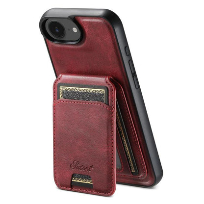 Suteni H15 MagSafe Oil Eax Leather Detachable Wallet Back Phone Case, For iPhone 12 Pro, For iPhone 17e / 16e