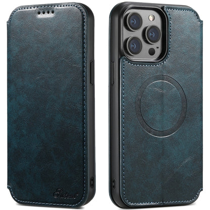 Suteni J05 Leather Magnetic MagSafe Phone Case, For iPhone 15 Pro, For iPhone 15 Plus, For iPhone 15