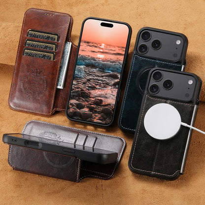 Suteni J05 Leather Magnetic MagSafe Phone Case, For iPhone 15 Pro, For iPhone 15 Plus, For iPhone 15