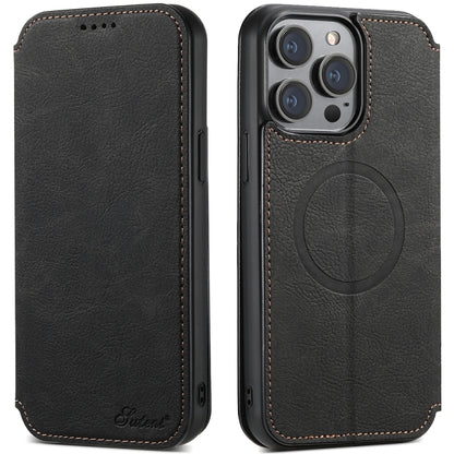 Suteni J06 Retro Matte Litchi Texture Leather MagSafe Phone Case, For iPhone 16 Pro Max, For iPhone 16 Pro, For iPhone 16 Plus, For iPhone 16, For iPhone 15 Pro Max, For iPhone 15 Pro, For iPhone 15 Plus, For iPhone 15 Apple Accessories engsut4425 iPhone 16 Pro Max - Suteni - Mobile Lens - Mobile Camera Lens - Cellphone Accessories - Phone Lens - Smartphone Lens