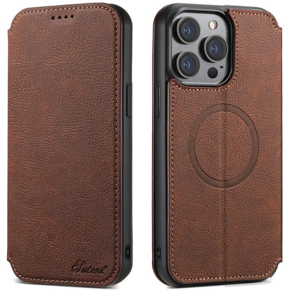 Suteni J06 Retro Matte Litchi Texture Leather MagSafe Phone Case, For iPhone 16 Pro Max, For iPhone 16 Pro, For iPhone 16 Plus, For iPhone 16, For iPhone 15 Pro Max, For iPhone 15 Pro, For iPhone 15 Plus, For iPhone 15 Apple Accessories engsut4425 iPhone 16 Pro Max - Suteni - Mobile Lens - Mobile Camera Lens - Cellphone Accessories - Phone Lens - Smartphone Lens