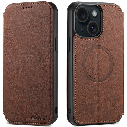 Suteni J06 Retro Matte Litchi Texture Leather MagSafe Phone Case, For iPhone 16 Pro Max, For iPhone 16 Pro, For iPhone 16 Plus, For iPhone 16, For iPhone 15 Pro Max, For iPhone 15 Pro, For iPhone 15 Plus, For iPhone 15 Apple Accessories engsut4425 iPhone 16 Pro Max - Suteni - Mobile Lens - Mobile Camera Lens - Cellphone Accessories - Phone Lens - Smartphone Lens