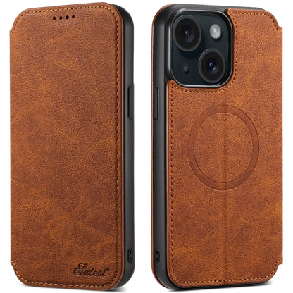 Suteni J06 Retro Matte Litchi Texture Leather MagSafe Phone Case, For iPhone 16 Pro Max, For iPhone 16 Pro, For iPhone 16 Plus, For iPhone 16, For iPhone 15 Pro Max, For iPhone 15 Pro, For iPhone 15 Plus, For iPhone 15 Apple Accessories engsut4425 iPhone 16 Pro Max - Suteni - Mobile Lens - Mobile Camera Lens - Cellphone Accessories - Phone Lens - Smartphone Lens