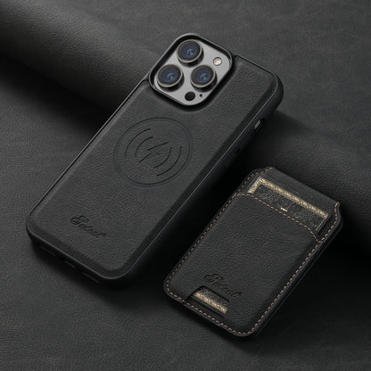 Suteni H17 Litchi Texture Leather MagSafe Detachable Wallet Phone Case, For iPhone 12 Pro, For iPhone 17e / 16e