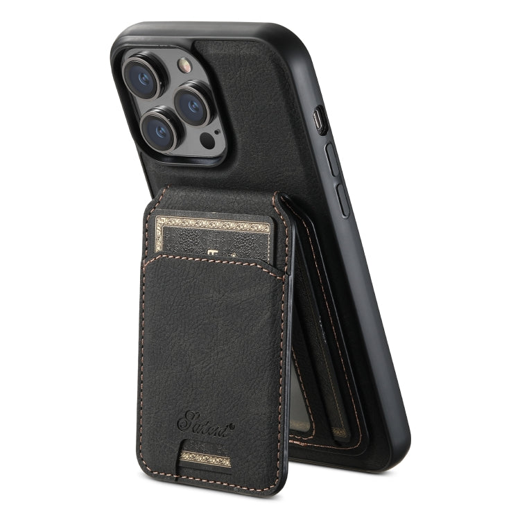 Suteni H17 Litchi Texture Leather MagSafe Detachable Wallet Phone Case, For iPhone 12 Pro, For iPhone 17e / 16e