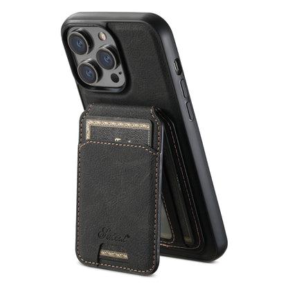 Suteni H17 Litchi Texture Leather MagSafe Detachable Wallet Phone Case, For iPhone 12 Pro, For iPhone 17e / 16e
