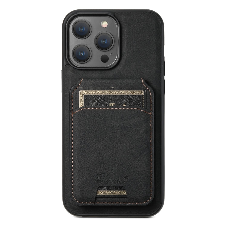 Suteni H17 Litchi Texture Leather MagSafe Detachable Wallet Phone Case, For iPhone 12 Pro, For iPhone 17e / 16e