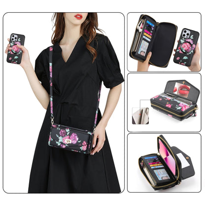 Flower Multi-functional Crossbody Zipper Wallet MagSafe Leather Phone Case, For iPhone 12 Pro Max, For iPhone 12 Pro Apple Accessories engflo4490 More iPhone Cases - APEXEL INDIA - Mobile Lens - Mobile Camera Lens - Cellphone Accessories - Phone Lens - Smartphone Lens