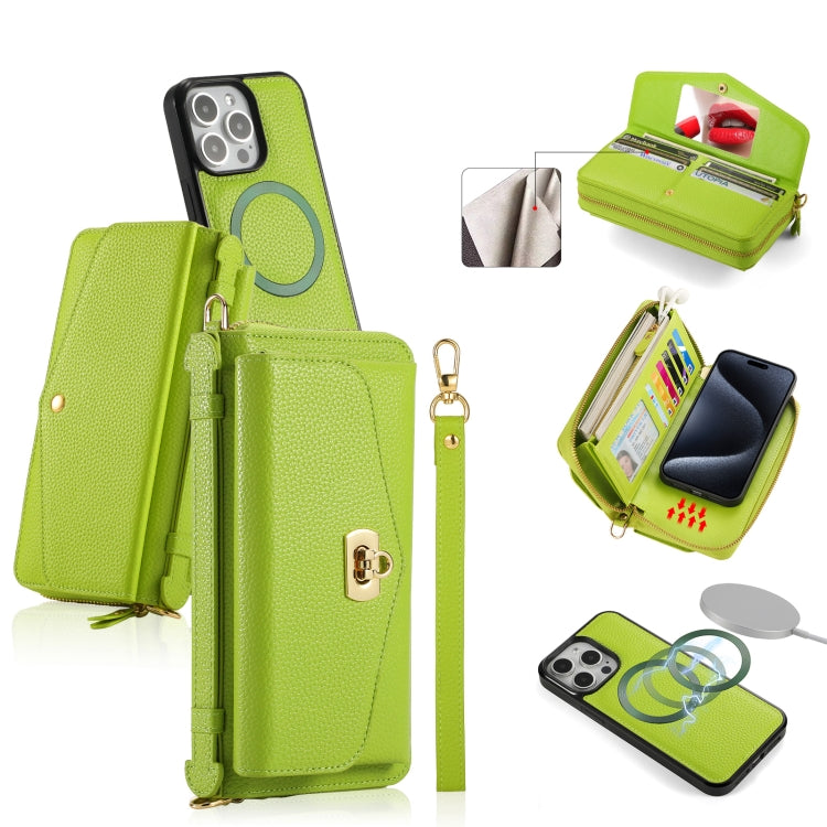 MagSafe Crossbody Multi-functional Zipper Wallet Litchi Leather Phone Case, For iPhone 15 Pro Max, For iPhone 15 Pro, For iPhone 15 Plus, For iPhone 15 Apple Accessories engmag4475 iPhone 15 Pro Max - APEXEL INDIA - Mobile Lens - Mobile Camera Lens - Cellphone Accessories - Phone Lens - Smartphone Lens