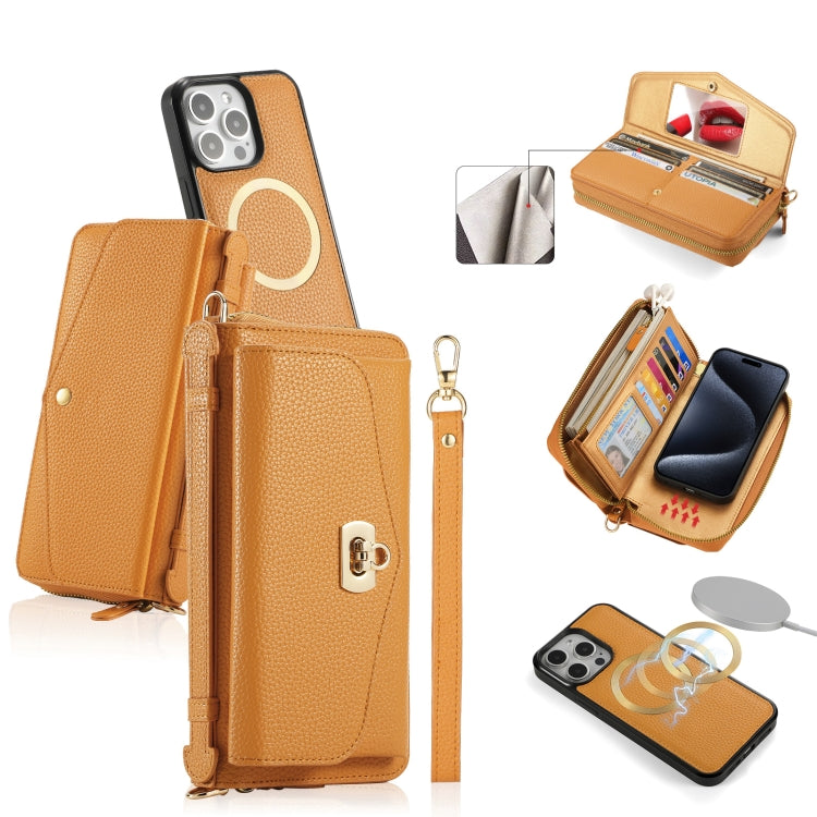 MagSafe Crossbody Multi-functional Zipper Wallet Litchi Leather Phone Case, For iPhone 15 Pro Max, For iPhone 15 Pro, For iPhone 15 Plus, For iPhone 15 Apple Accessories engmag4475 iPhone 15 Pro Max - APEXEL INDIA - Mobile Lens - Mobile Camera Lens - Cellphone Accessories - Phone Lens - Smartphone Lens