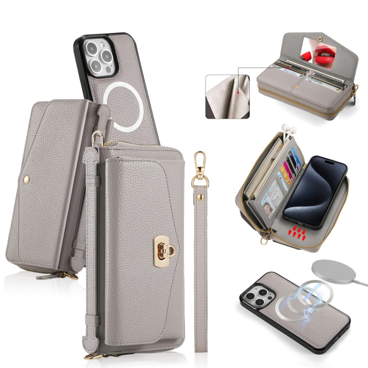 MagSafe Crossbody Multi-functional Zipper Wallet Litchi Leather Phone Case, For iPhone 15 Pro Max, For iPhone 15 Pro, For iPhone 15 Plus, For iPhone 15 Apple Accessories engmag4475 iPhone 15 Pro Max - APEXEL INDIA - Mobile Lens - Mobile Camera Lens - Cellphone Accessories - Phone Lens - Smartphone Lens