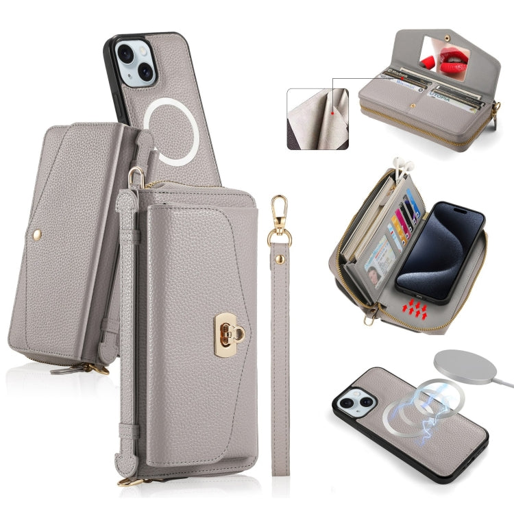 MagSafe Crossbody Multi-functional Zipper Wallet Litchi Leather Phone Case, For iPhone 15 Pro Max, For iPhone 15 Pro, For iPhone 15 Plus, For iPhone 15 Apple Accessories engmag4475 iPhone 15 Pro Max - APEXEL INDIA - Mobile Lens - Mobile Camera Lens - Cellphone Accessories - Phone Lens - Smartphone Lens