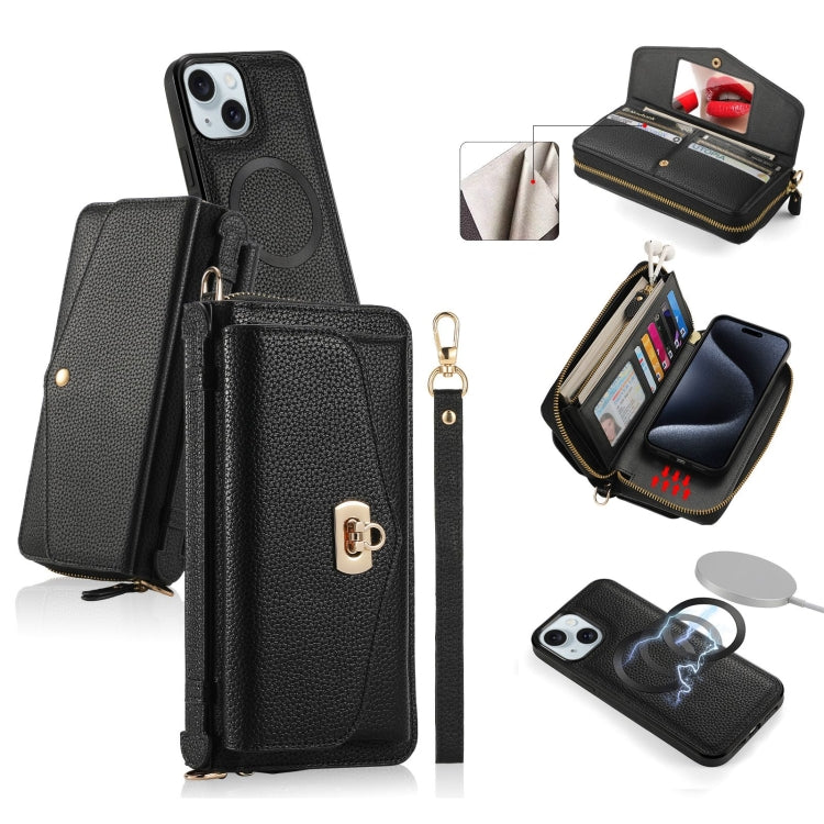MagSafe Crossbody Multi-functional Zipper Wallet Litchi Leather Phone Case, For iPhone 15 Pro Max, For iPhone 15 Pro, For iPhone 15 Plus, For iPhone 15 Apple Accessories engmag4475 iPhone 15 Pro Max - APEXEL INDIA - Mobile Lens - Mobile Camera Lens - Cellphone Accessories - Phone Lens - Smartphone Lens