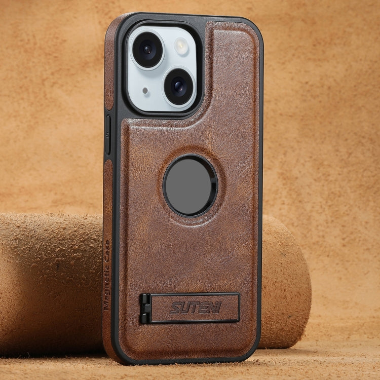Suteni G2 Magsafe Oil Wax Leather Back Phone Case with Holder, For iPhone 16 Pro Max, For iPhone 16 Pro, For iPhone 16 Plus, For iPhone 16, For iPhone 15 Pro Max, For iPhone 15 Pro, For iPhone 15 Plus, For iPhone 15 Apple Accessories engsut4545 iPhone 16 Pro Max - Suteni - Mobile Lens - Mobile Camera Lens - Cellphone Accessories - Phone Lens - Smartphone Lens