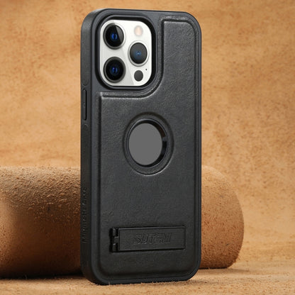 Suteni G2 Magsafe Oil Wax Leather Back Phone Case with Holder, For iPhone 12 Pro Max, For iPhone 12 Pro Apple Accessories engsut4546 More iPhone Cases - Suteni - Mobile Lens - Mobile Camera Lens - Cellphone Accessories - Phone Lens - Smartphone Lens