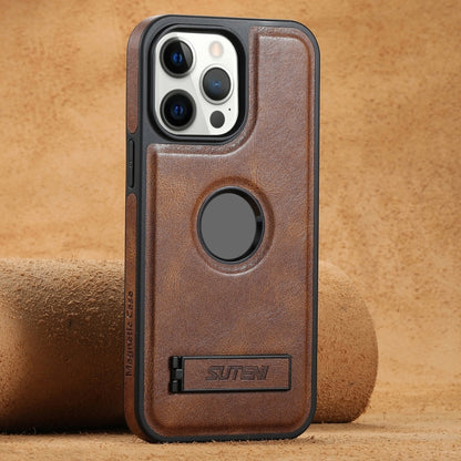 Suteni G2 Magsafe Oil Wax Leather Back Phone Case with Holder, For iPhone 12 Pro Max, For iPhone 12 Pro Apple Accessories engsut4546 More iPhone Cases - Suteni - Mobile Lens - Mobile Camera Lens - Cellphone Accessories - Phone Lens - Smartphone Lens
