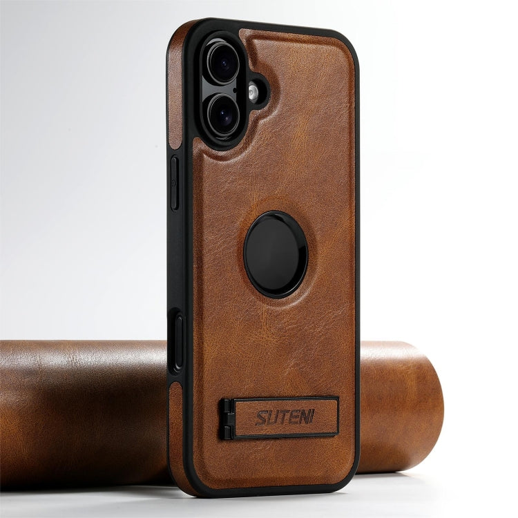 Suteni G2 Magsafe Oil Wax Leather Back Phone Case with Holder, For iPhone 16 Pro Max, For iPhone 16 Pro, For iPhone 16 Plus, For iPhone 16, For iPhone 15 Pro Max, For iPhone 15 Pro, For iPhone 15 Plus, For iPhone 15 Apple Accessories engsut4545 iPhone 16 Pro Max - Suteni - Mobile Lens - Mobile Camera Lens - Cellphone Accessories - Phone Lens - Smartphone Lens