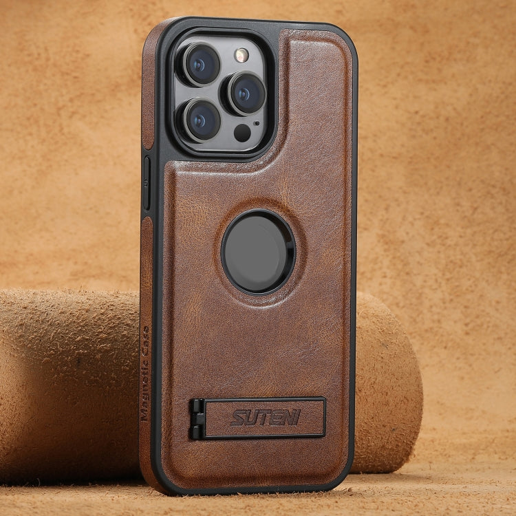 Suteni G2 Magsafe Oil Wax Leather Back Phone Case with Holder, For iPhone 16 Pro Max, For iPhone 16 Pro, For iPhone 16 Plus, For iPhone 16, For iPhone 15 Pro Max, For iPhone 15 Pro, For iPhone 15 Plus, For iPhone 15 Apple Accessories engsut4545 iPhone 16 Pro Max - Suteni - Mobile Lens - Mobile Camera Lens - Cellphone Accessories - Phone Lens - Smartphone Lens