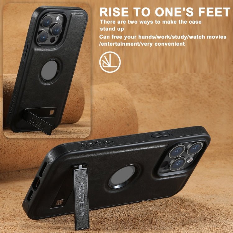 Suteni G2 Magsafe Oil Wax Leather Back Phone Case with Holder, For iPhone 16 Pro Max, For iPhone 16 Pro, For iPhone 16 Plus, For iPhone 16, For iPhone 15 Pro Max, For iPhone 15 Pro, For iPhone 15 Plus, For iPhone 15 Apple Accessories engsut4545 iPhone 16 Pro Max - Suteni - Mobile Lens - Mobile Camera Lens - Cellphone Accessories - Phone Lens - Smartphone Lens