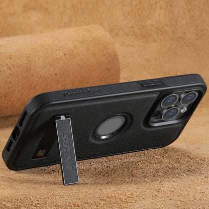 Suteni G2 Magsafe Litchi Texture Leather Back Phone Case with Holder, For iPhone 14 Plus, For iPhone 14, For iPhone 14 Pro, For iPhone 14 Pro Max, For iPhone 13 Pro Max, For iPhone 13 Pro, For iPhone 13, For iPhone 12 Apple Accessories engsut4547 iPhone 14 Plus - Suteni - Mobile Lens - Mobile Camera Lens - Cellphone Accessories - Phone Lens - Smartphone Lens