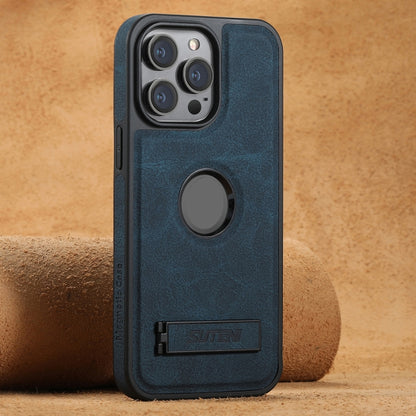 Suteni G2 Magsafe Litchi Texture Leather Back Phone Case with Holder, For iPhone 14 Plus, For iPhone 14, For iPhone 14 Pro, For iPhone 14 Pro Max, For iPhone 13 Pro Max, For iPhone 13 Pro, For iPhone 13, For iPhone 12 Apple Accessories engsut4547 iPhone 14 Plus - Suteni - Mobile Lens - Mobile Camera Lens - Cellphone Accessories - Phone Lens - Smartphone Lens