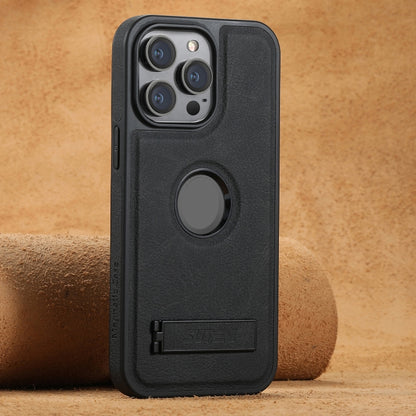 Suteni G2 Magsafe Litchi Texture Leather Back Phone Case with Holder, For iPhone 14 Plus, For iPhone 14, For iPhone 14 Pro, For iPhone 14 Pro Max, For iPhone 13 Pro Max, For iPhone 13 Pro, For iPhone 13, For iPhone 12 Apple Accessories engsut4547 iPhone 14 Plus - Suteni - Mobile Lens - Mobile Camera Lens - Cellphone Accessories - Phone Lens - Smartphone Lens