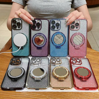 Plated Mirror Holder Gradient Glitter MagSafe Phone Case, For iPhone 13 mini, For iPhone 12, For iPhone 12 Pro Max Apple Accessories engpla4598 More iPhone Cases - APEXEL INDIA - Mobile Lens - Mobile Camera Lens - Cellphone Accessories - Phone Lens - Smartphone Lens