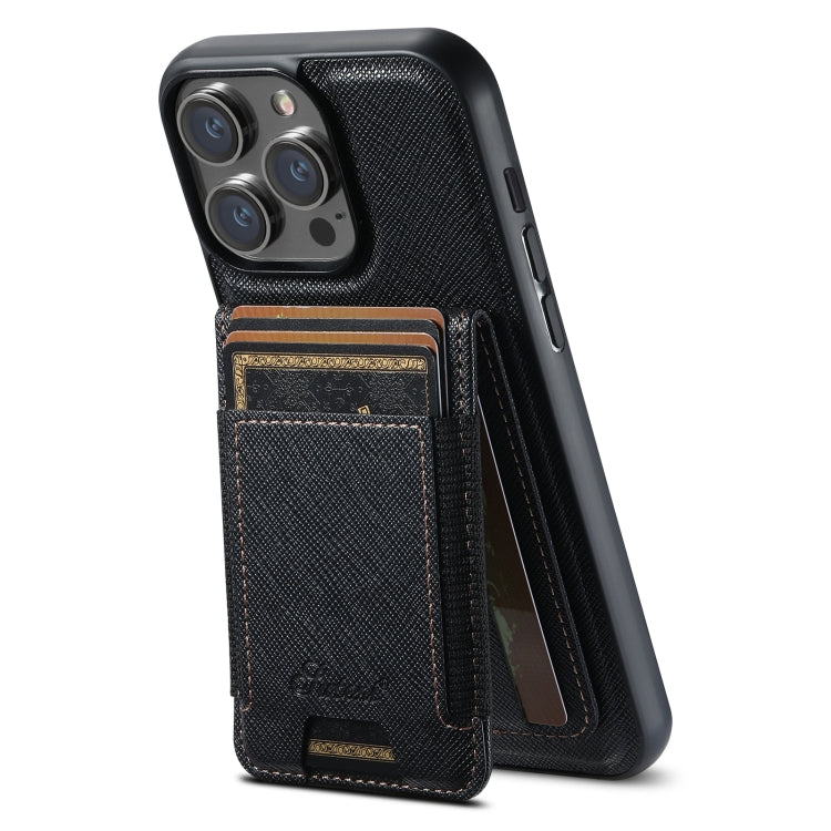 Suteni H17 Cross Grain Leather MagSafe Detachable Wallet Phone Case, For iPhone 12 Pro