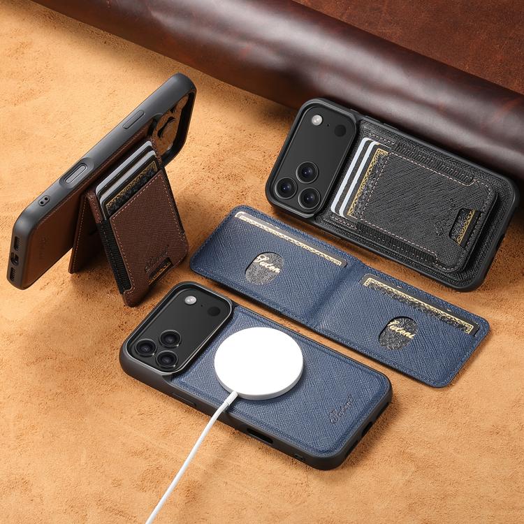 Suteni H17 Cross Grain Leather MagSafe Detachable Wallet Phone Case, For iPhone 12 Pro