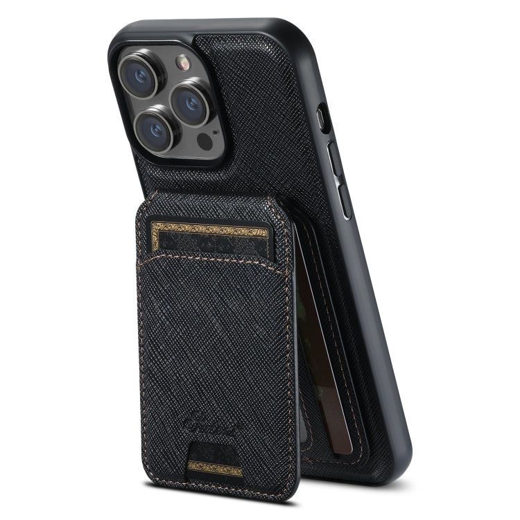 Suteni H18 Cross Grain MagSafe Wallet Leather Phone Case, For iPhone 12 Pro
