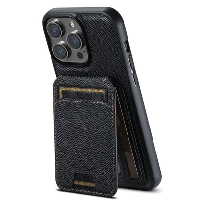 Suteni H18 Cross Grain MagSafe Wallet Leather Phone Case, For iPhone 12 Pro
