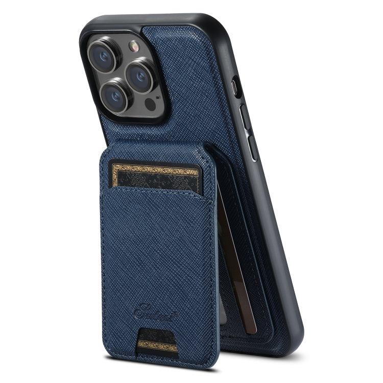 Suteni H18 Cross Grain MagSafe Wallet Leather Phone Case, For iPhone 12 Pro