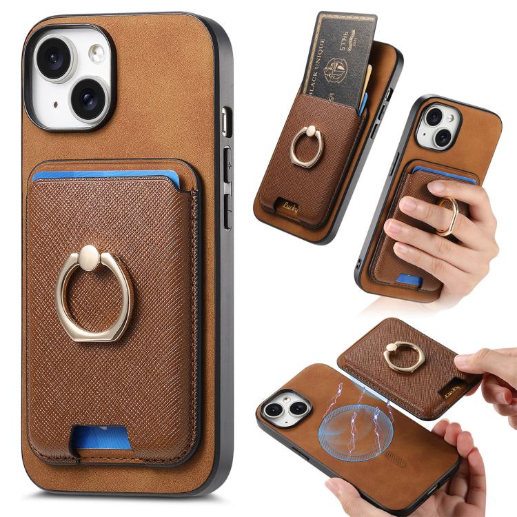 Retro Cross Leather Card Bag MagSafe Phone Case, For iPhone 15 Plus, For iPhone 15, For iPhone 14 Plus Apple Accessories engret4885 iPhone 15 Plus - APEXEL INDIA - Mobile Lens - Mobile Camera Lens - Cellphone Accessories - Phone Lens - Smartphone Lens
