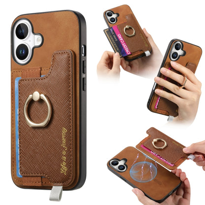 Retro Magsafe Cross Leather Ring Holder Card Bag Phone Case, For iPhone 16 Pro Max, For iPhone 16 Pro, For iPhone 16 Plus Apple Accessories engret4888 iPhone 16 Pro Max - APEXEL INDIA - Mobile Lens - Mobile Camera Lens - Cellphone Accessories - Phone Lens - Smartphone Lens