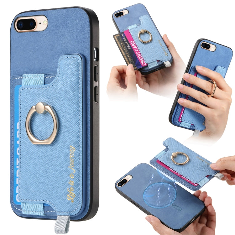 Retro Magsafe Cross Leather Ring Holder Card Bag Phone Case, For iPhone 7 Plus / 8 Plus Apple Accessories engret4893 More iPhone Cases - APEXEL INDIA - Mobile Lens - Mobile Camera Lens - Cellphone Accessories - Phone Lens - Smartphone Lens