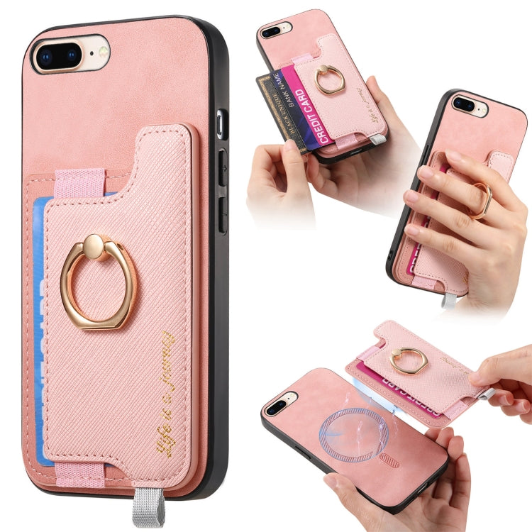 Retro Magsafe Cross Leather Ring Holder Card Bag Phone Case, For iPhone 7 Plus / 8 Plus Apple Accessories engret4893 More iPhone Cases - APEXEL INDIA - Mobile Lens - Mobile Camera Lens - Cellphone Accessories - Phone Lens - Smartphone Lens