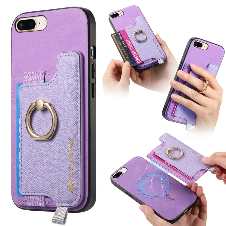 Retro Magsafe Cross Leather Ring Holder Card Bag Phone Case, For iPhone 7 Plus / 8 Plus Apple Accessories engret4893 More iPhone Cases - APEXEL INDIA - Mobile Lens - Mobile Camera Lens - Cellphone Accessories - Phone Lens - Smartphone Lens