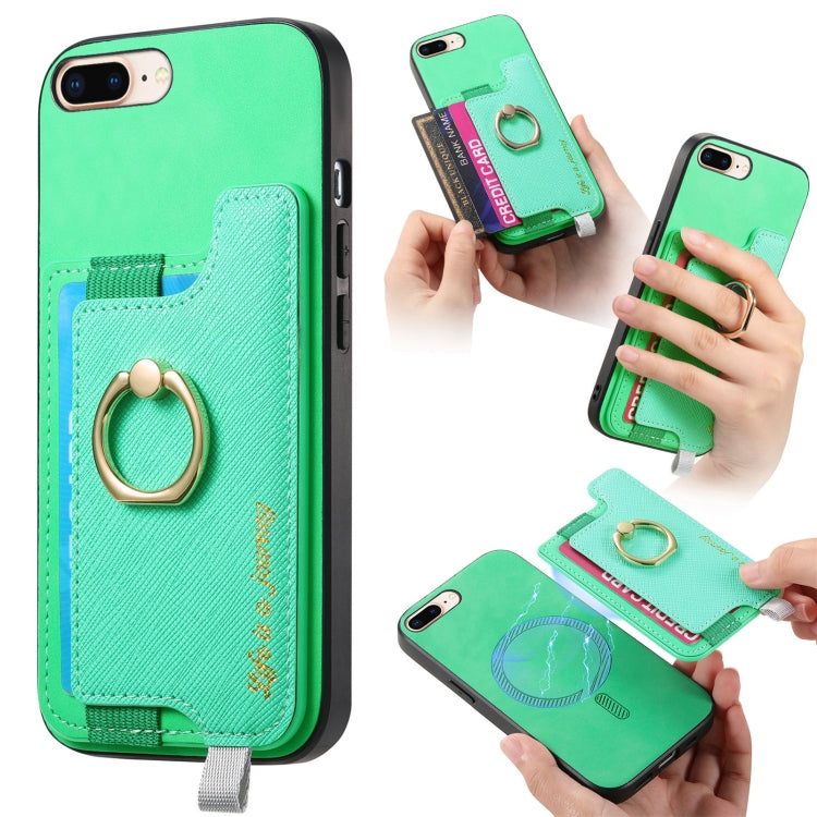 Retro Magsafe Cross Leather Ring Holder Card Bag Phone Case, For iPhone 7 Plus / 8 Plus Apple Accessories engret4893 More iPhone Cases - APEXEL INDIA - Mobile Lens - Mobile Camera Lens - Cellphone Accessories - Phone Lens - Smartphone Lens