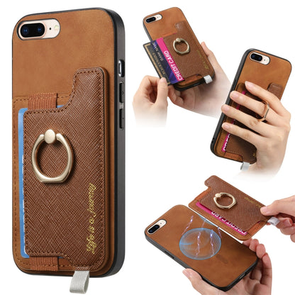 Retro Magsafe Cross Leather Ring Holder Card Bag Phone Case, For iPhone 7 Plus / 8 Plus Apple Accessories engret4893 More iPhone Cases - APEXEL INDIA - Mobile Lens - Mobile Camera Lens - Cellphone Accessories - Phone Lens - Smartphone Lens
