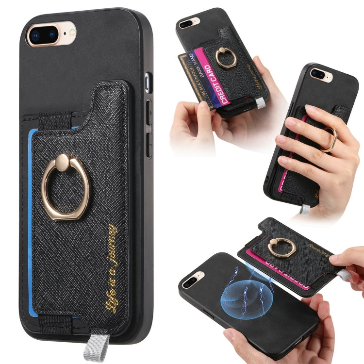 Retro Magsafe Cross Leather Ring Holder Card Bag Phone Case, For iPhone 7 Plus / 8 Plus Apple Accessories engret4893 More iPhone Cases - APEXEL INDIA - Mobile Lens - Mobile Camera Lens - Cellphone Accessories - Phone Lens - Smartphone Lens