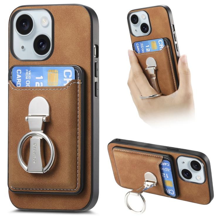 Retro Folding Ring Holder Card Bag MagSafe Phone Case, For iPhone 15 Plus, For iPhone 15, For iPhone 14 Plus Apple Accessories engret4896 iPhone 15 Plus - APEXEL INDIA - Mobile Lens - Mobile Camera Lens - Cellphone Accessories - Phone Lens - Smartphone Lens